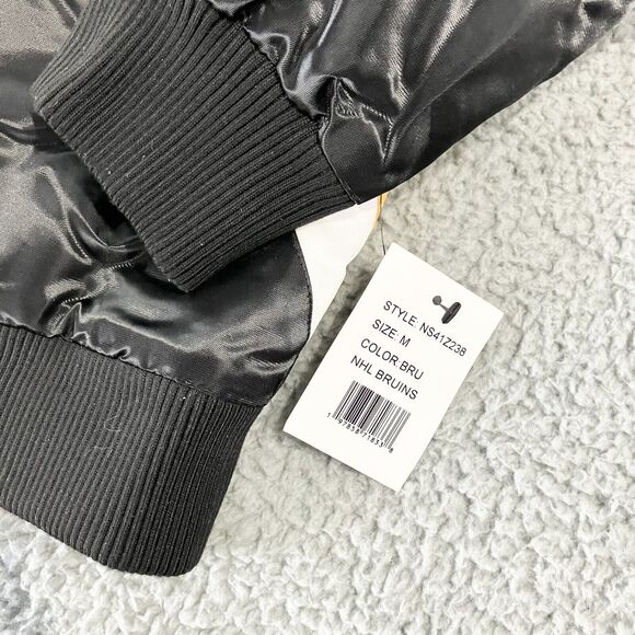 Boston‎ Bruins Starter Jacket Women's Medium Black Snap Buttons Logo Pockets New - Picture 2 of 7